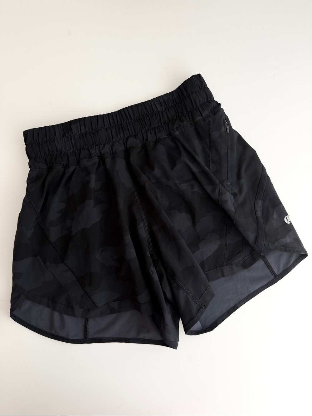 EUC Lululemon Black and Gray Camo Running Shorts
